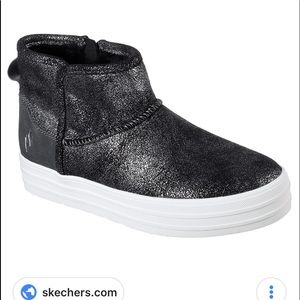 Skechers Metallic Shine Faux Fur Shearling Booties